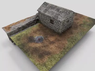 Old Water Mill Low-poly 3D model