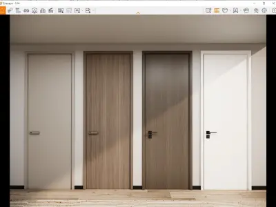 Door Modern bedroom-door-entrance door-wooden door 3D model 4