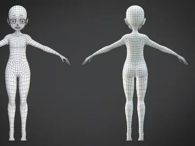 Customize Child Base Mesh-Anime Style Low-poly 3D model