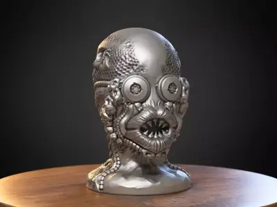 Skull robot dragon Headphone Stand Cyborg skull dragon  3D print model