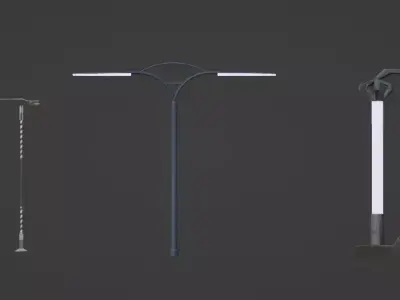 Sci fi - Lamps for streets Low-poly 3D model