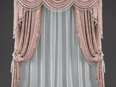 Curtains510 curtain with tassels Low-poly 3D model