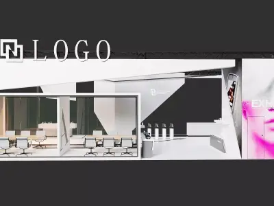 Minimal Tech Exhibition Booth Stand 3D model