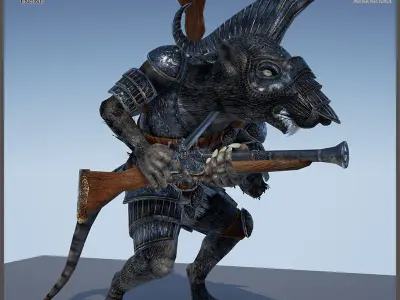 Ratkin Armored Gunner Light Version Low-poly 3D model