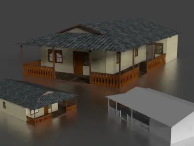 Rumah kayu 001 3D model