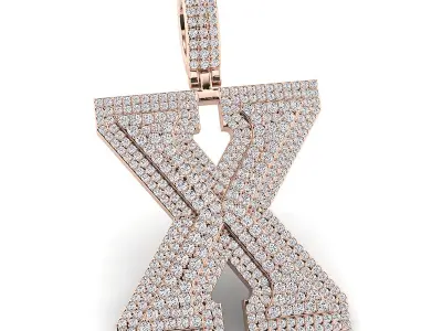 Alphabet Latter X Diamond Pendent 3D print model