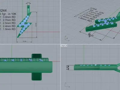 Flash Light Diamond Pendant 1244 3D print model