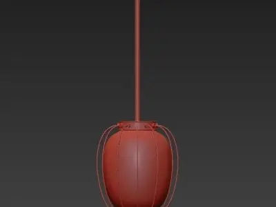 Wide Aged Brass Pendant Light 3D model
