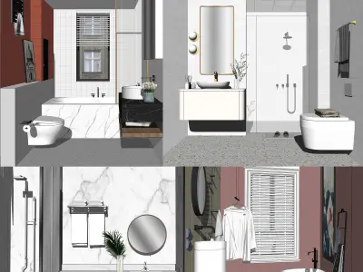 23  Sets Of  Bathroom  sketchup Model  INTERIOR DESIGN 3D model