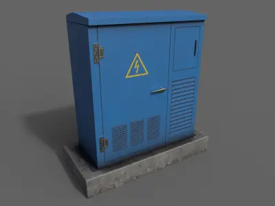 PBR Electric Box Blue Low-poly 3D model