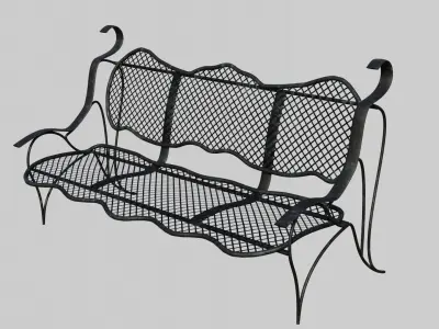 Street furniture set Low-poly 3D model