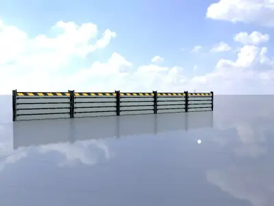 Aluminum flood barrier 1 m x 10 m Low-poly 3D model