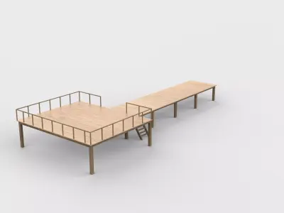 Wooden pier river dock  3D model