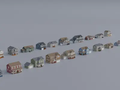 20 Low-poly Houses Collection 3D Model Pack