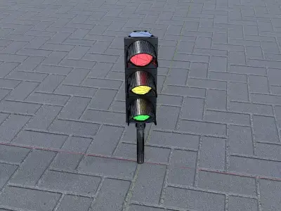 Mobile Construction Site Traffic Light WIP-1 3D model