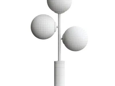 3 Light Glass Globe Table lamp Marble Base 3D model