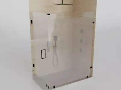 Shower corner with glass door 3D model purchase