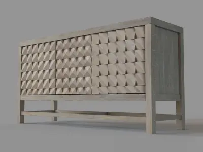 Barrister Contemporary 3-Door Media Credenza 3D model