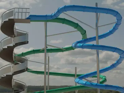 Water Slide 3D model Low-poly 3D model