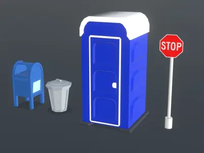 Low Poly City Street Essentials Pack Low-poly 3D model
