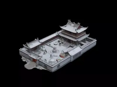  courtyard snow scenery 3D model