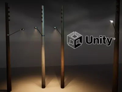 Light pole Poste de Luz Low-poly 3D model