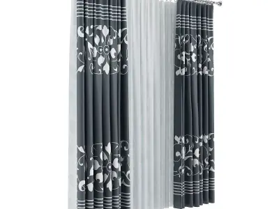 Dark and White Curtains 3D model