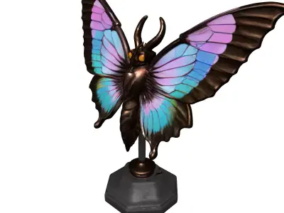 Iridescent SciFi Moth Statue Low-poly 3D model