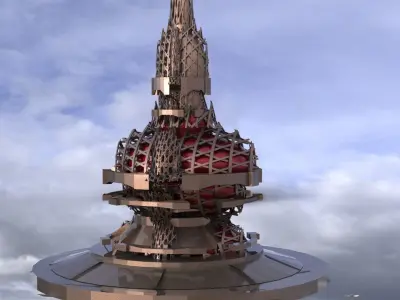 Sci fi Gold Hive Finance dome 3D model