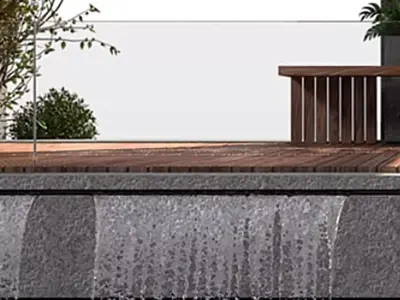 Pergola with water and plants 3D model