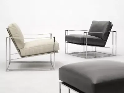 Sling Chair and Ottoman 3D model