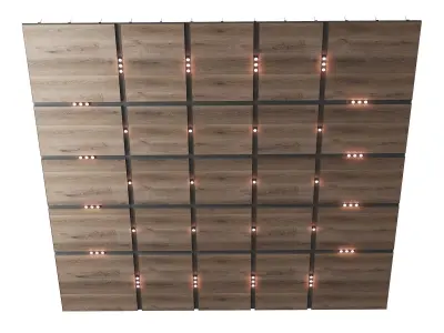 Wooden suspended ceiling with lighting 48 3D model