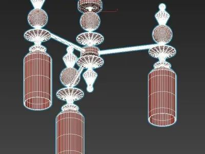 odeon three light fixtures with glass shades 3D model