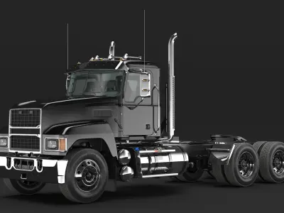  Commercial Truck Black Rigged for Maya 