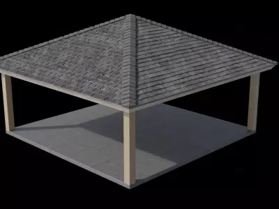 Pavilion Gazebo Pergola Structure Low-poly 3D model