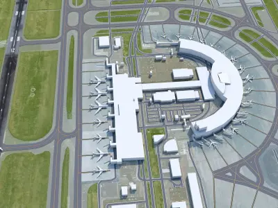 Sapporo New Chitose Airport 12km Low-poly 3D model