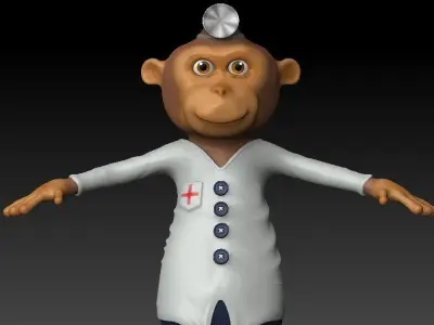 Ape family Low-poly 3D model
