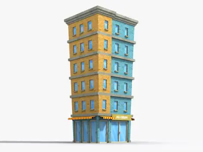 Cartoon Building x29 Low-poly 3D model