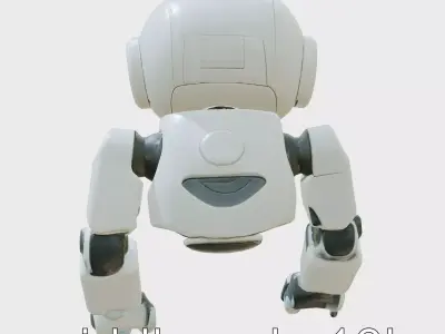 Stylish Toy Robot Assistant with Neon Indicators Low-poly 3D model