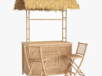 Bamboo beach bar tiki 3D model