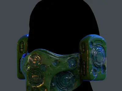 Gas mask helmet scifi Low-poly character art game space Low-poly 3D model 5