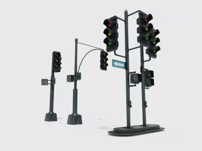 traffic lights with 4k pbr texture clean and dirty textures Low-poly 3D model