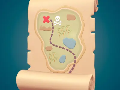 Treasure Map Low-poly 3D model