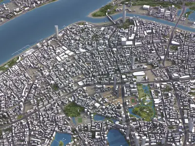 Wuhan - 3D City Model Low-poly 3D model