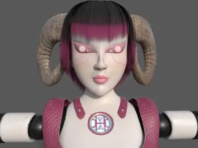 Robotic Character Hellen-Humanoid WITHOUT RIG Low-poly 3D model
