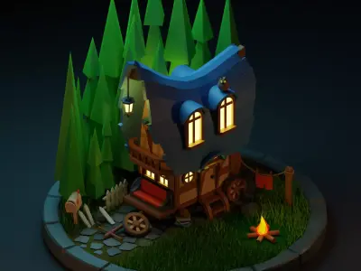 mobile home Low-poly 3D model