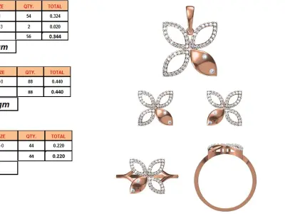 Light wt Ring Earrings Pendant set stl jcd 1-render details 3D print model 48