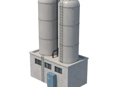 Industrial Silo Building Low-poly 3D model