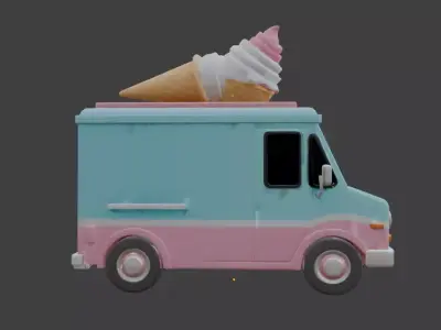 Sweet Summer Treats Truck 3D Model Low-poly 3D model