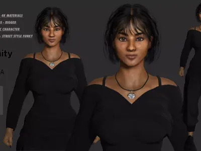 AAA 3D REALISTIC FEMALE CHARACTER - DARK SKIN WOMAN STREET STYLE Low-poly 3D model